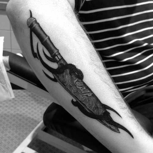Tribal Chef Knife Male Tattoo Ideas