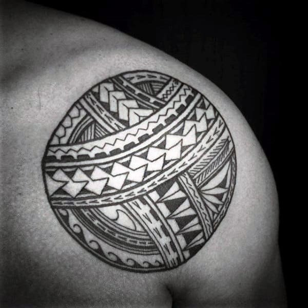 Tribal Circle Upper Shoulder Male Tattoos
