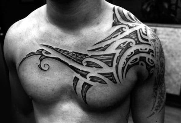 Tribal Collar Bone Guys Tattoo Ideas