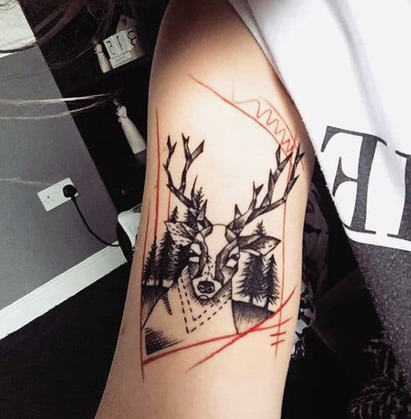 Tribal Deer Antler Tattoos For Men