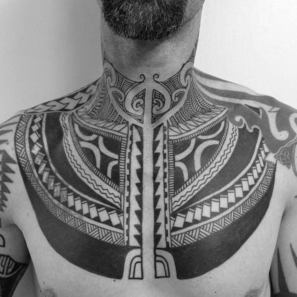 Tribal Front Of Neck Tattoo Ideas For Males