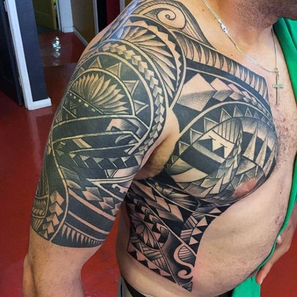 Tribal Guys Polynesian Half Sleeve Tattoo Ideas