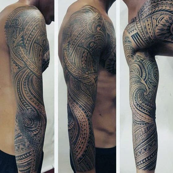 Tribal Guys Polynesian Sleeve Tattoo Inspiration