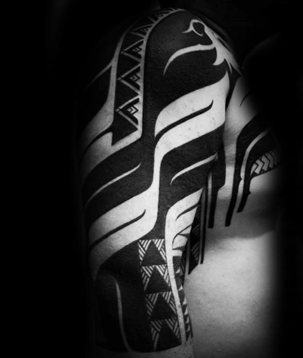 Tribal Half Sleeve Tattoo Blackwork Design For Men