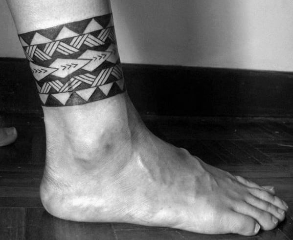 Tribal Hawaiian Ankle Band Guys Tattoo Ideas