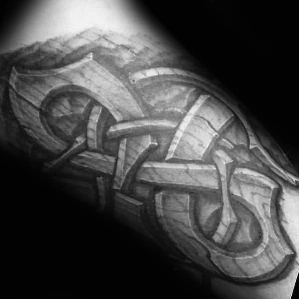 Tribal Knotwork Male Wood Carving Norse Tattoo Ideas On Arms