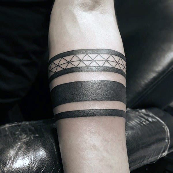 Tribal Male Black Band Forearm Tattoos