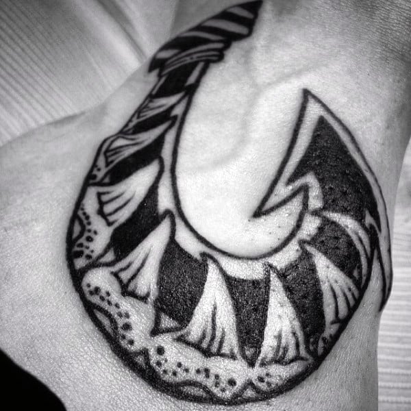 Tribal Male Shark Tooth Foot Tattoos