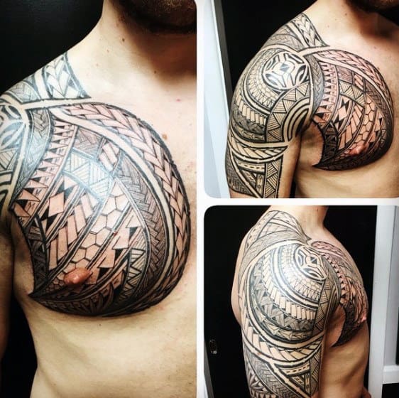 Tribal Male Shoulder Hawaiian Tattoo Design Inspiration