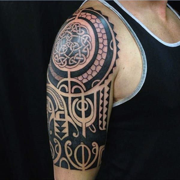 Tribal Mens Celtic Knot Half Sleeve Tattoo Ideas