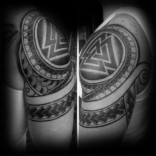 Tribal Mens Shoulder Cap Valknut Taoos