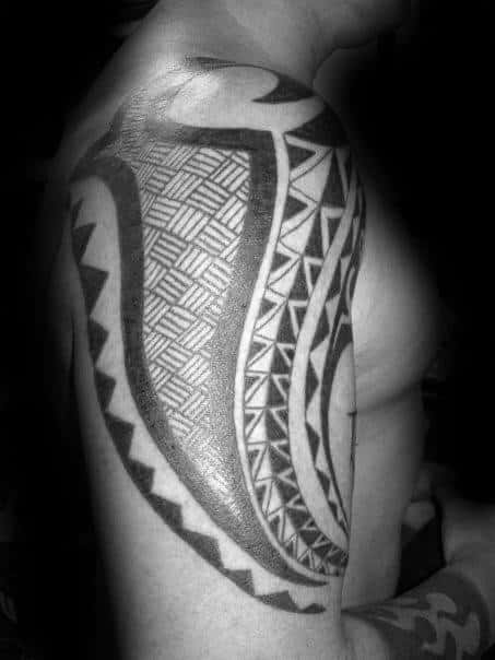 Tribal Mens Tornado Arm And Shoulder Tattoos