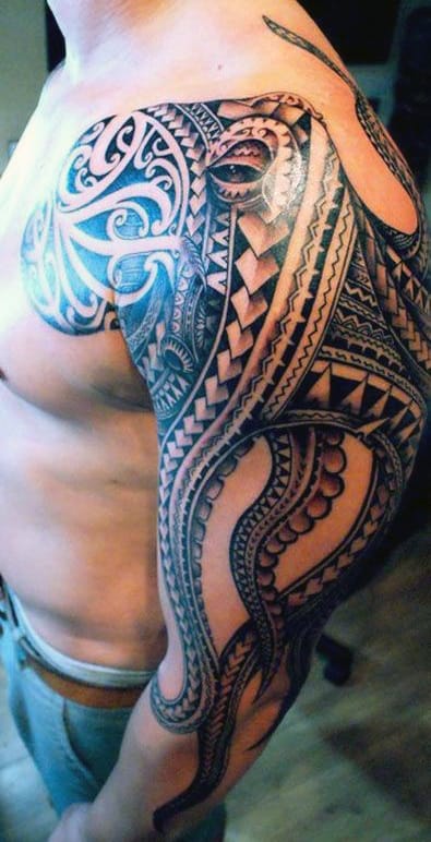 Tribal Octopus Men's Tattoo Japanese