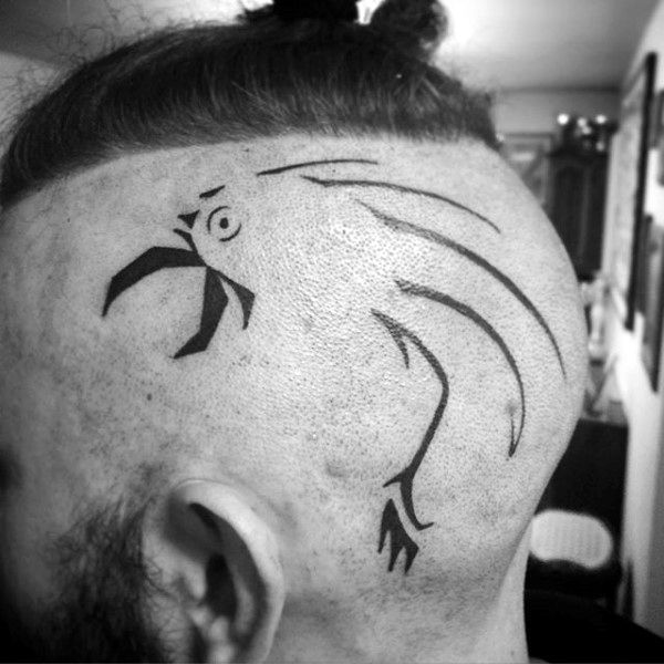 Tribal Outline Guys Crow Head Tattoos