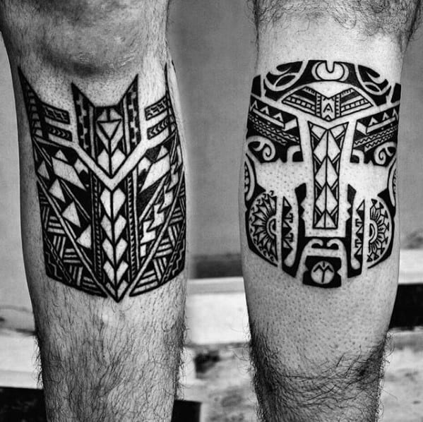 Tribal Polynesian Guys Transformers Leg Tattoo