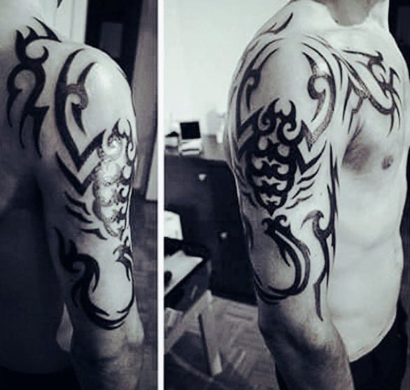 Tribal Scorpio Mens Arm Tattoo Design Ideas