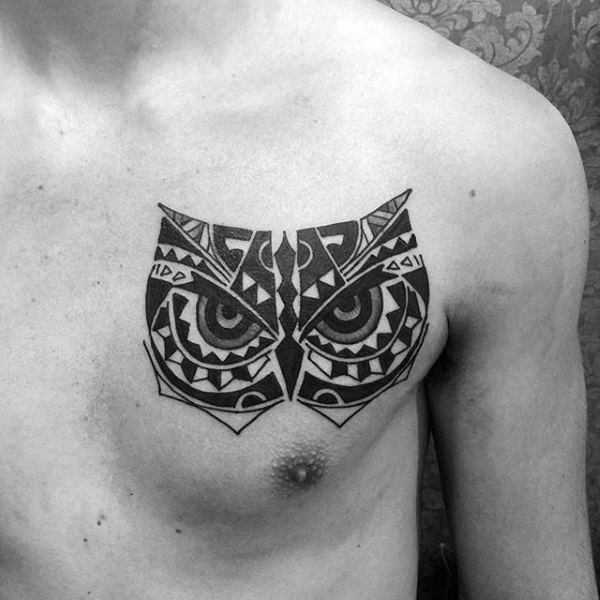 Tribal Shoulder Chest Male Tattoos