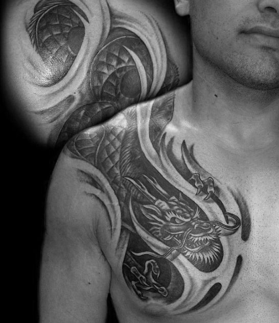 Tribal Shoulder Dragon Guys Tattoo Ideas