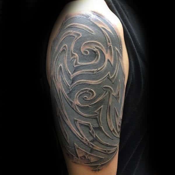 Tribal Stone Tattoo For Men Half Sleeves