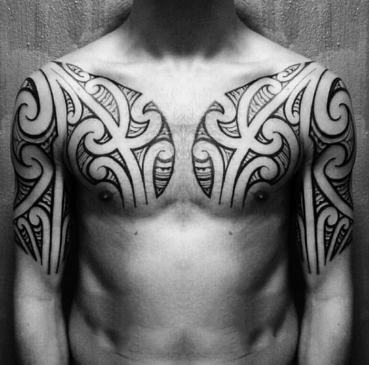 Tribal Tattoo Chest On Man