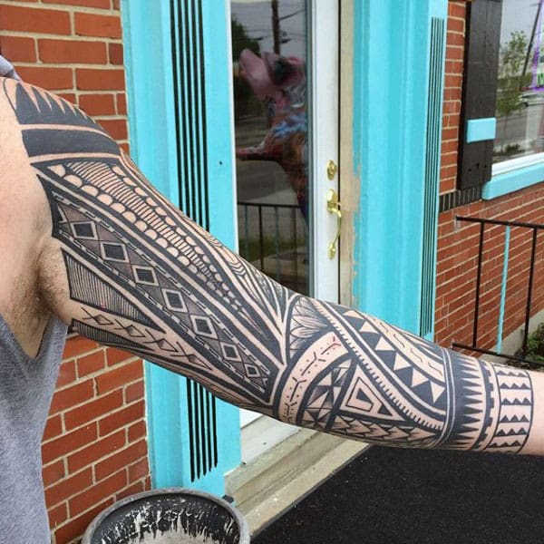 Tribal Tattoo On Arm Of Male Full Sleeve Designs