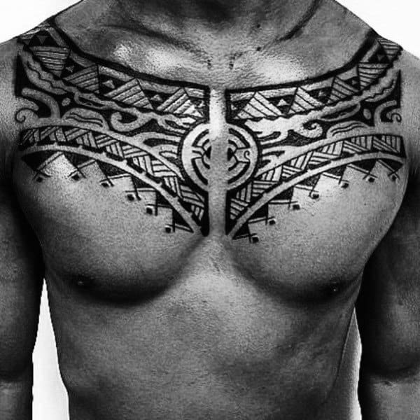 Tribal Tattoos Arm And Chest On Male