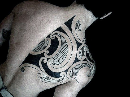 Tribal Tattoos Guys Upper Back And Shoulder Blade