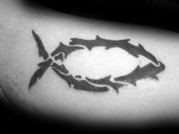 Tribal Thorns Inner Arm Bicep Mens Ichthus Tattoo Ideas