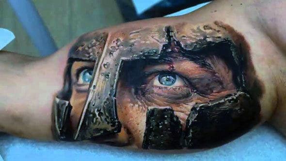 War Helmet Eyes Viking Tattoos For Males On Bicep