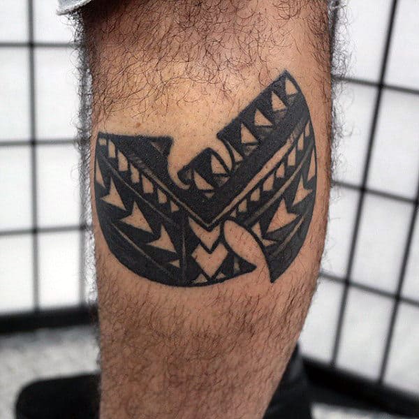 Tribal Wu Tang Guys Tattoos On Leg