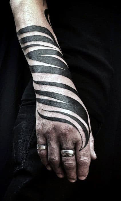 Tribal Zebra Print Mens Forearm Sleeve Tattoo