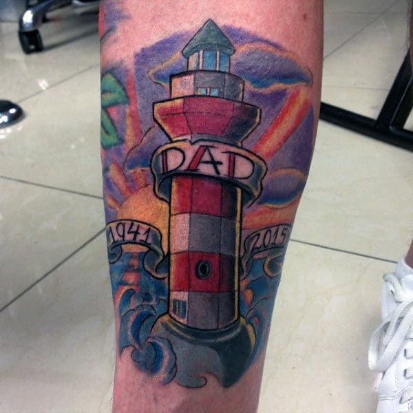 Tribute To Dad Spaceship Tattoo Design Ideas