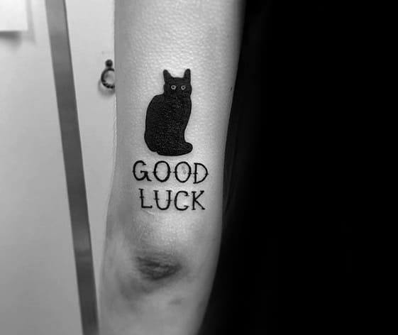 Tricep Black Cat Male Good Luck Tattoo Ideas