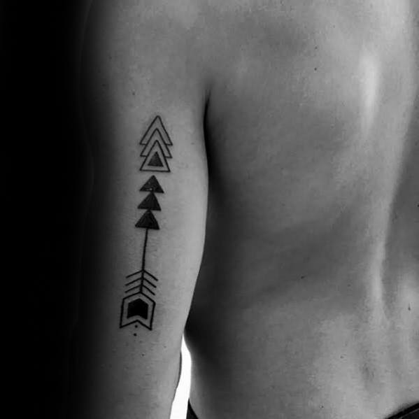 Tricep Mens Simple Geometric Arrow Tattoo Ideas