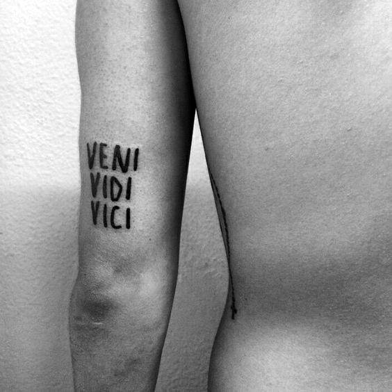 Tricep Mens Veni Vidi Vici Word Tattoo Design