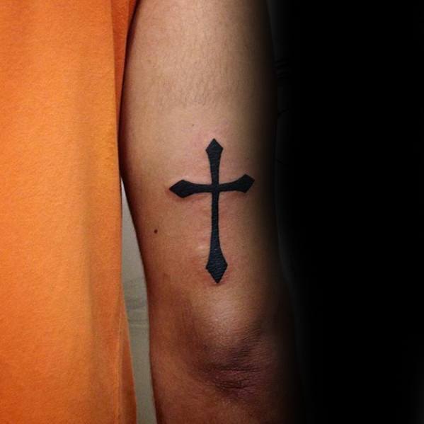 Tricep Simple Retro Cross Tattoo Ideas