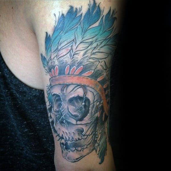 Triceps Indian Skull Male Tattoos