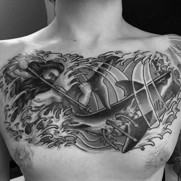 Trident Guys Tattoos Upper Chest