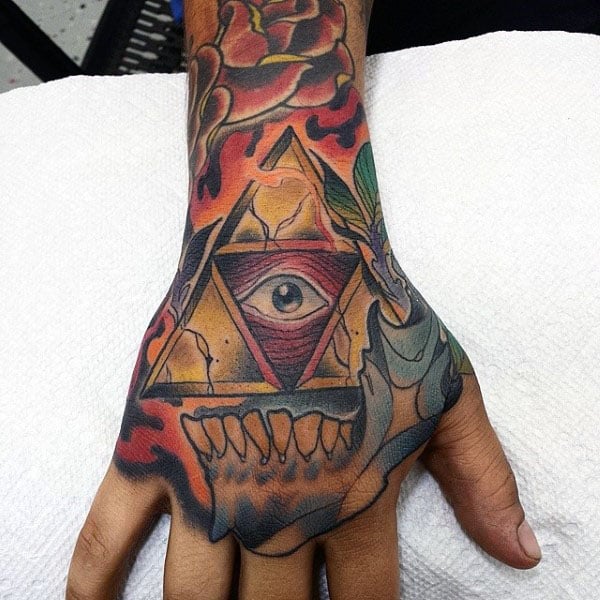 Triforce Mens Sull Hand Tato Designs