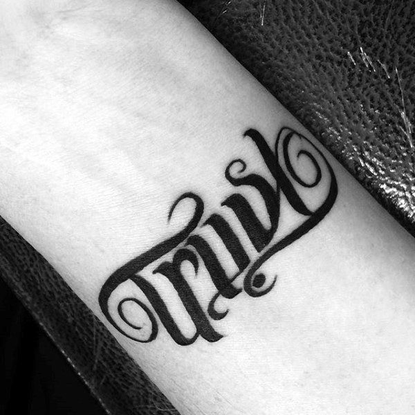 Trust Faith Ambigram Small Guys Tattoo Designs