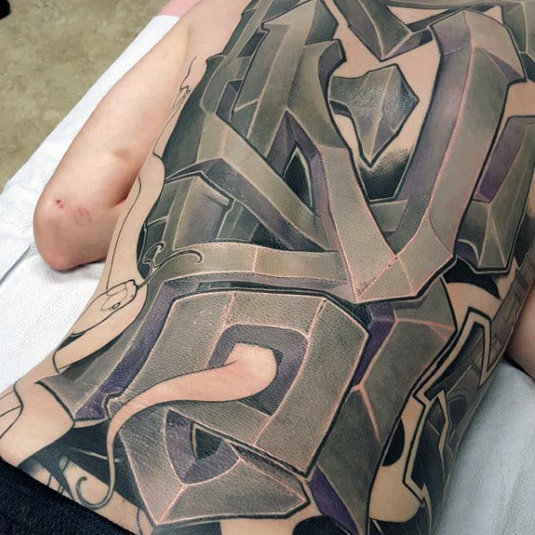 Twisted Green 3D Pipers Tattoo Males Full Back