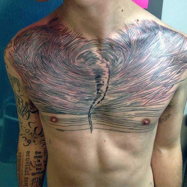 Twister Tornado Mens Upper Chest Tattoos