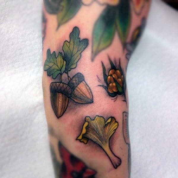 Two Acorns Mens Small Arm Tattoos