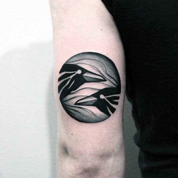 Two Black Corws In Circle Awesome Arm Tattoo Ideas For Men