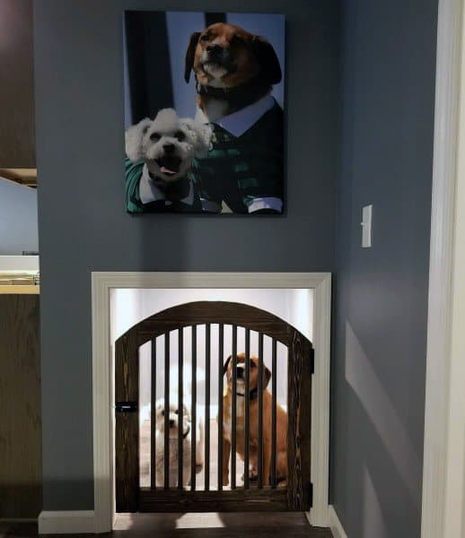 recessed wall dog room with wood door 
