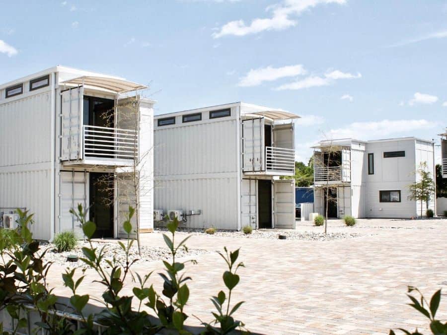 two-story shipping container community