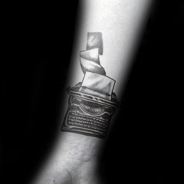 Typewriter Paper Mens Wrist Tattoos