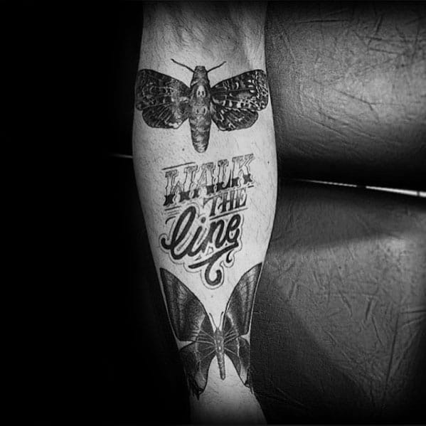 Typography Tattoo Ideas For Gentlemen Walk The Line Shin