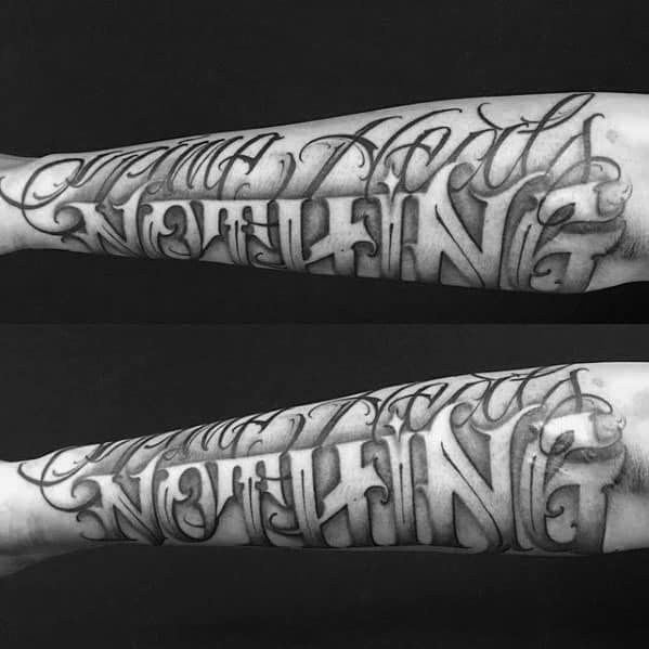 Typography Tattoos For Gentlemen Outer Forearm