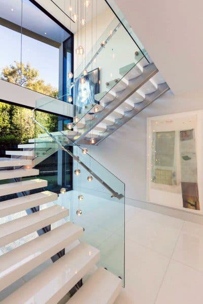 ultra modern glass panels designs for stair railing